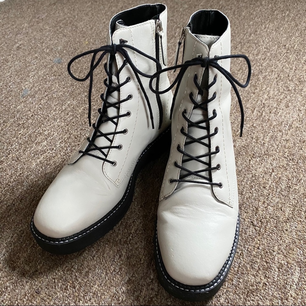 Schutz White Combat Boots